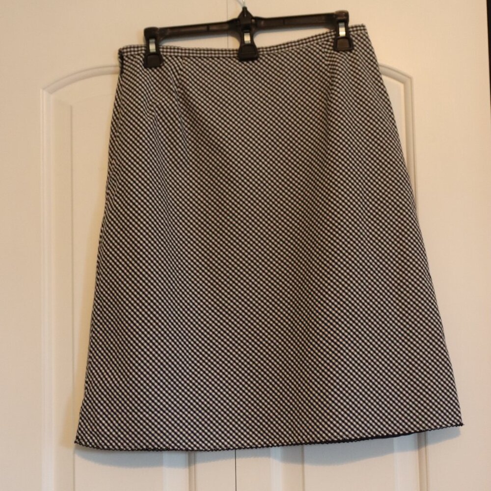 Liz Claiborne Liz Sport Black/White Cotton Gingham Lined Pencil Skirt Size 8